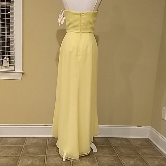 Yellow chiffon prom dress, size 7 - Picture 4 of 5